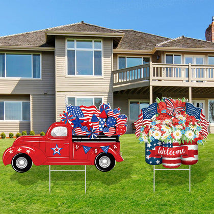 Yinkin truck yard sign for 4th of July with bold patriotic graphics
