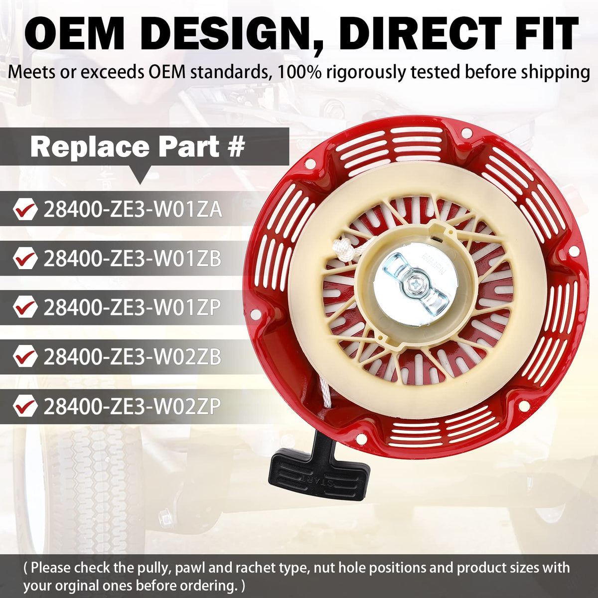 Reinforced 4mm pull cord on Yinlowa starter for high tension use