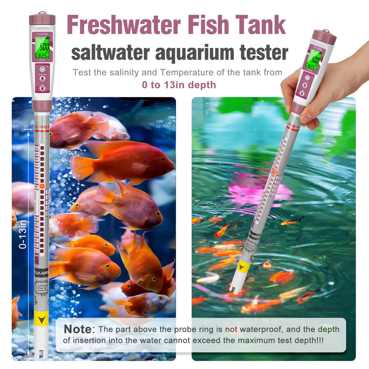 YINMIK freshwater tank salinity monitor helps maintain healthy water.