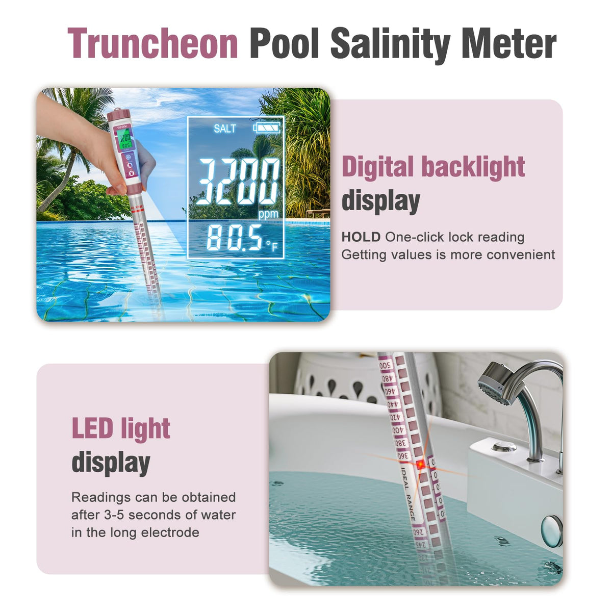 YINMIK spa salinity tester used in hot tub setup for balanced water.