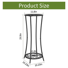 Sturdy YINMIT metal plant rack in black iron for multiple pots.