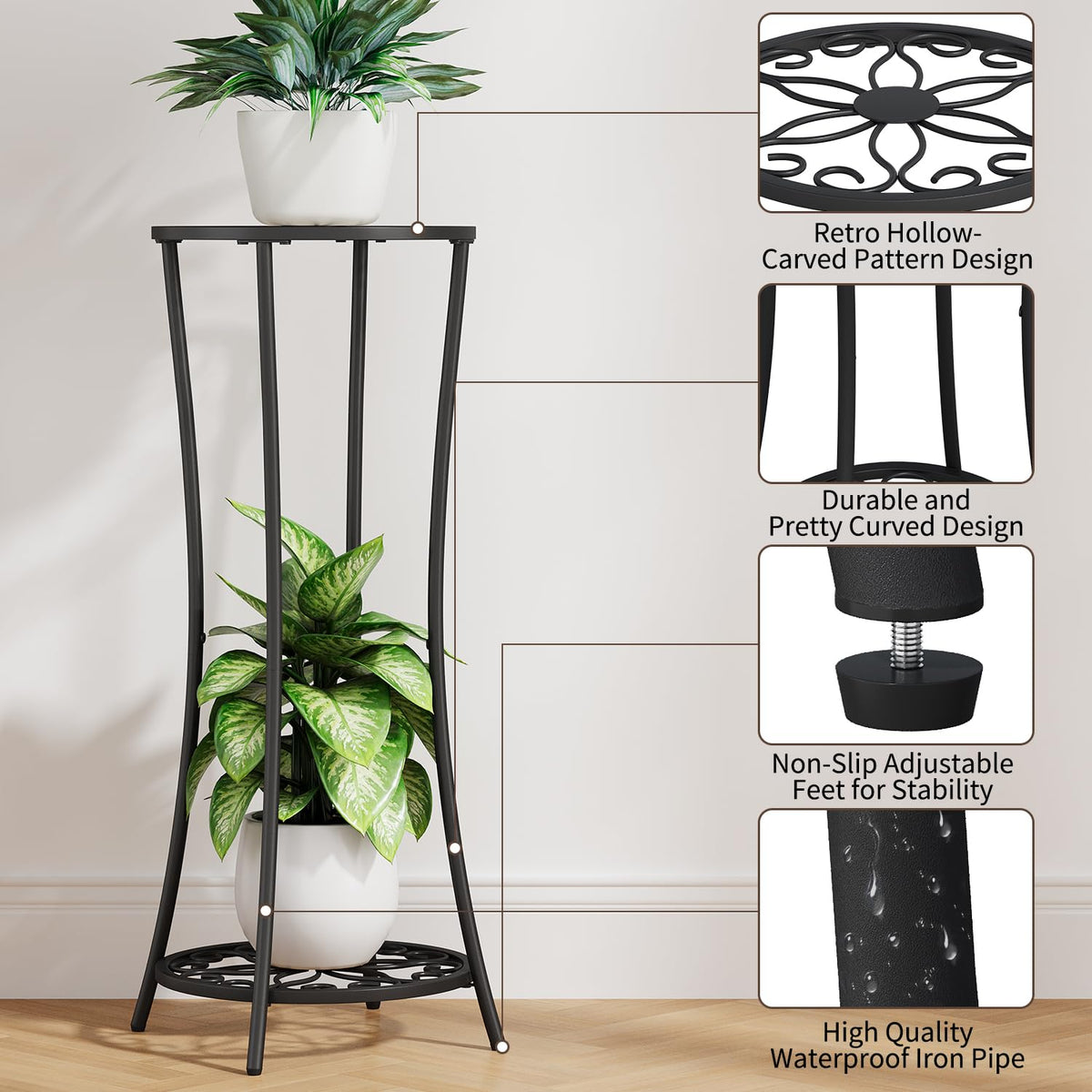 YINMIT space-saving plant holder stand frees floor space.