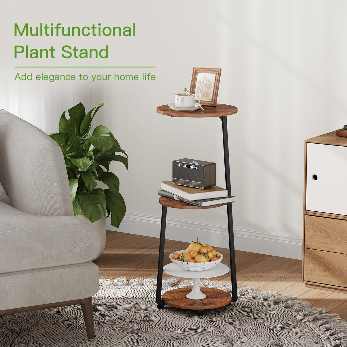 YINMIT versatile stand can be used as a side table and plant display