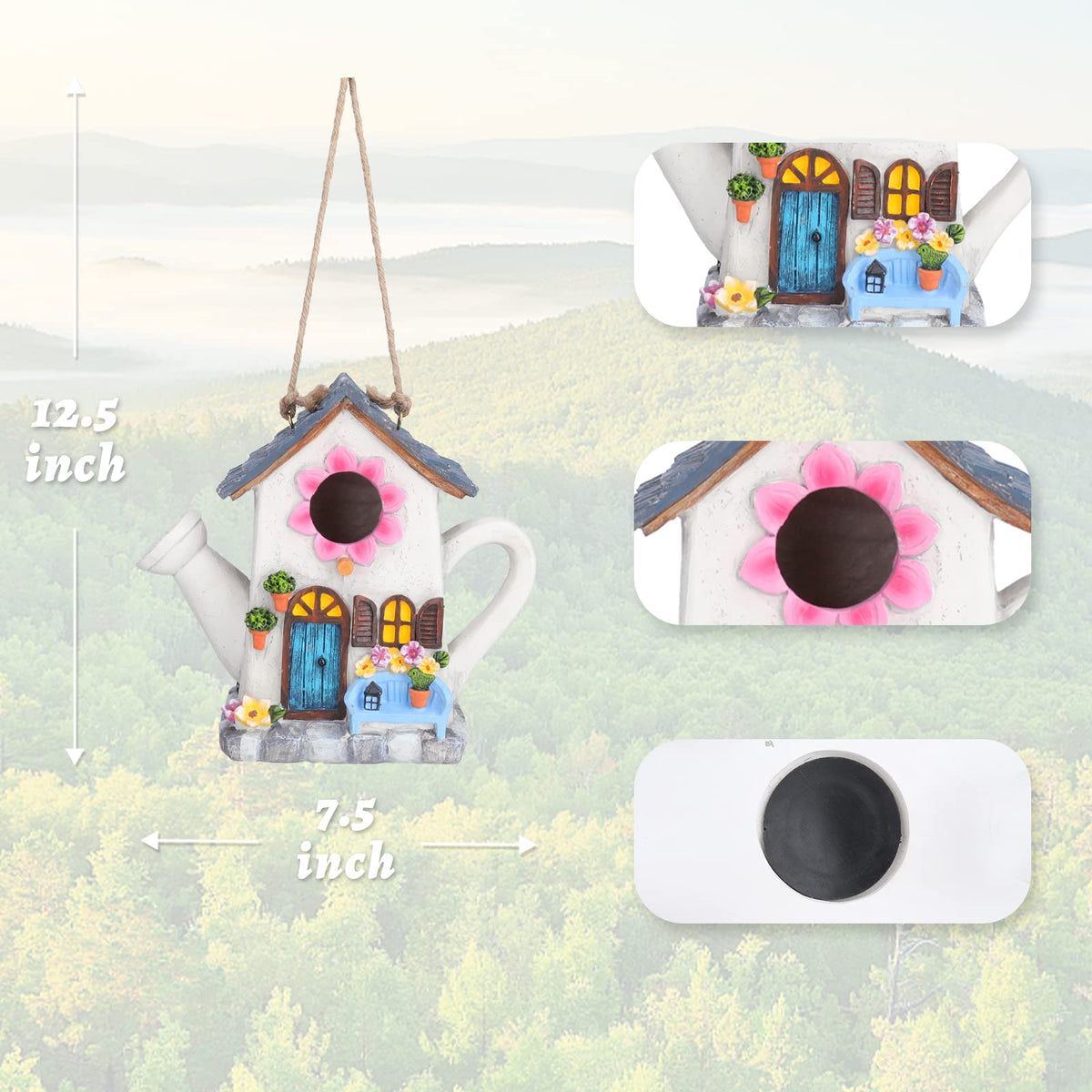 Yinns Bird House makes a charming outdoor art accent