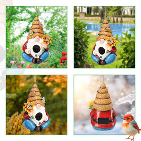 Yinns Bird House with jute rope hanger for simple installation.