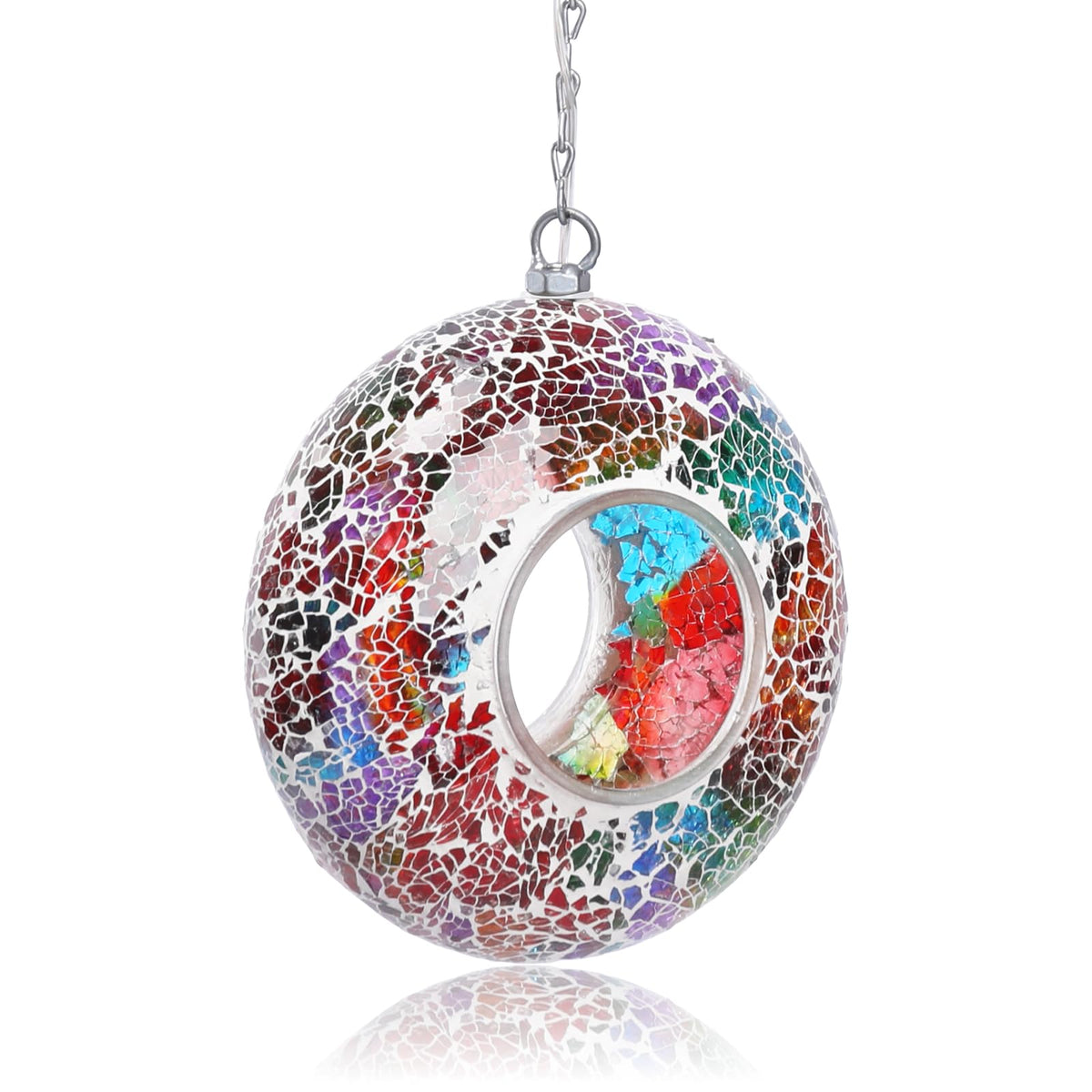 Yinns mosaic bird feeder features night light to attract birds after dusk