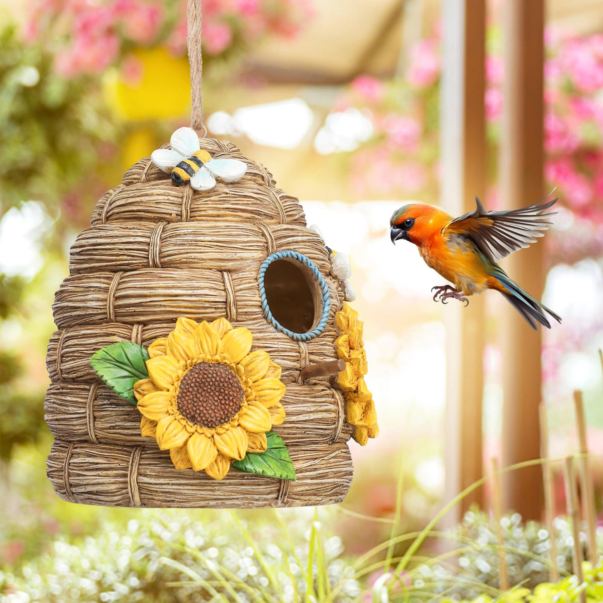 Yinns bird house removable plug for simple interior cleaning.