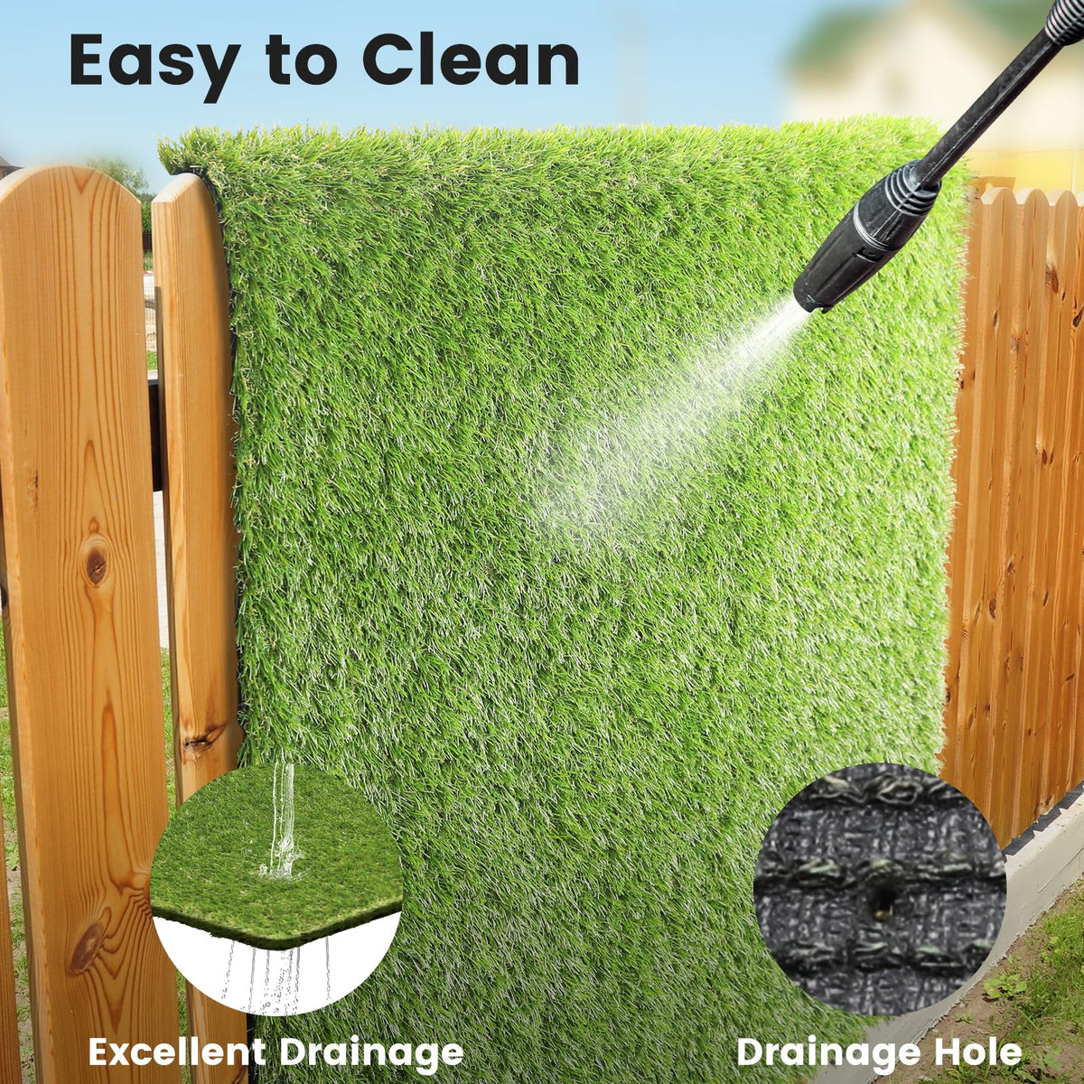 Yinoos easy-clean grass mat cleans with soap and water for busy homes
