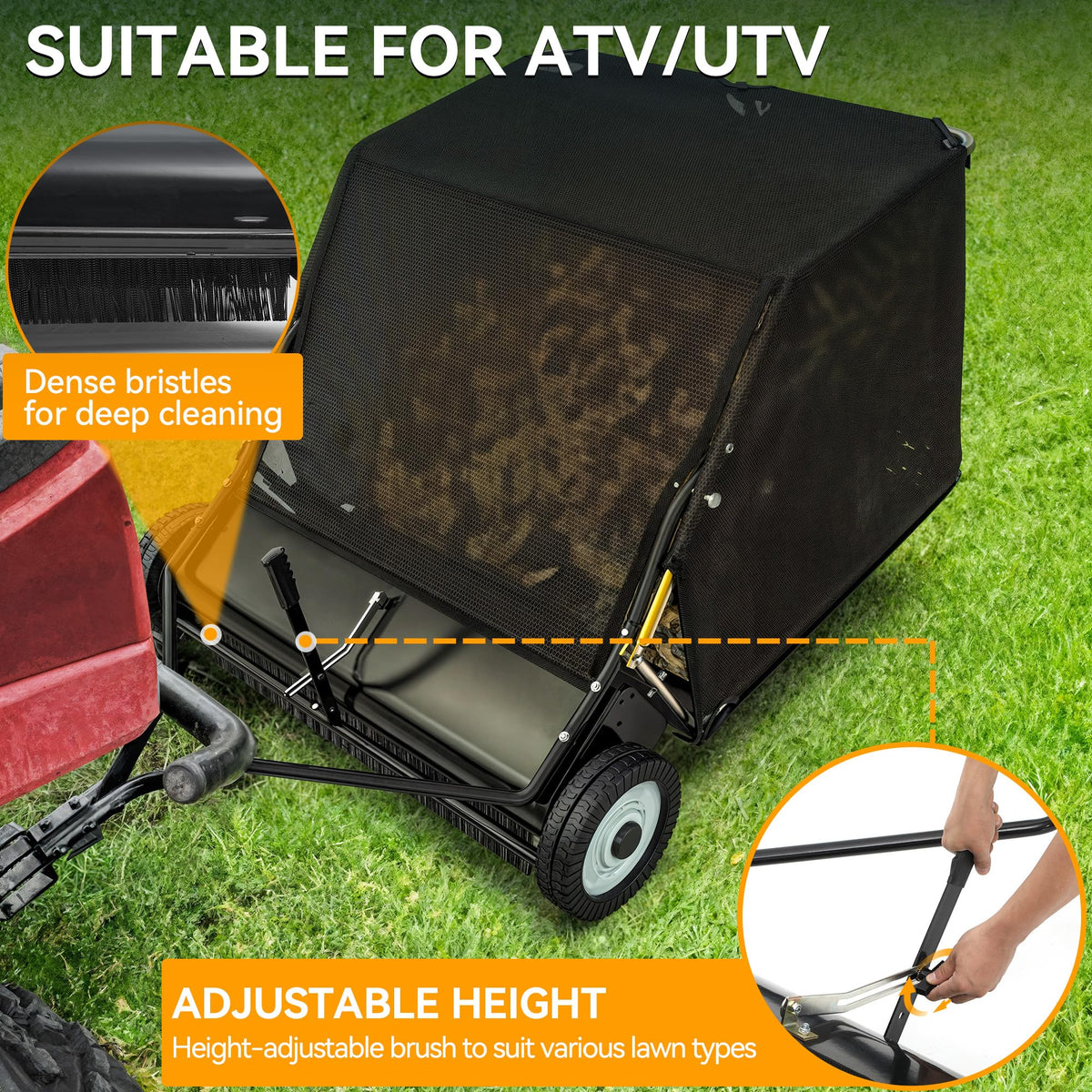 YINTATECH adjustable brush height for deeper debris pickup