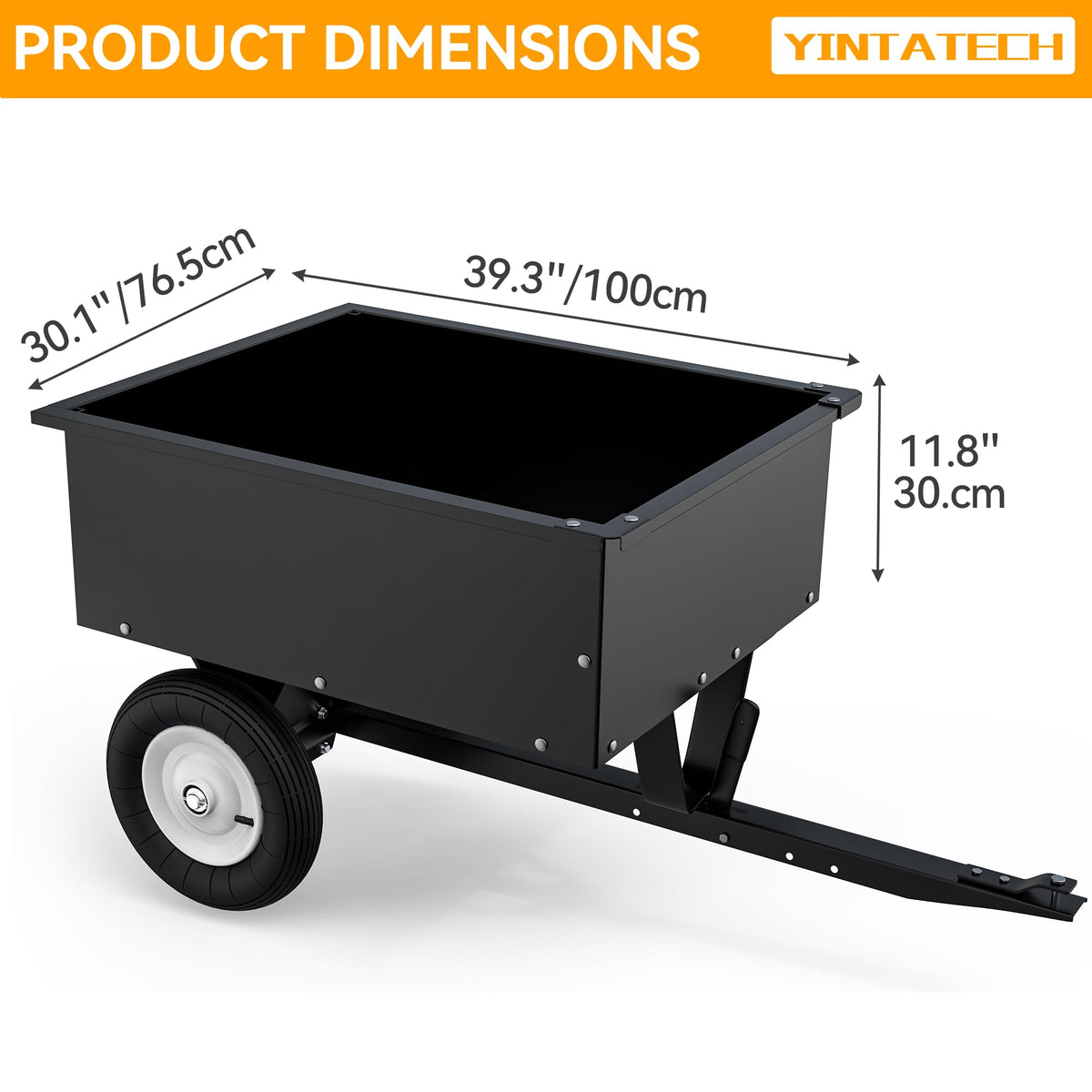 YINTATECH ATV dump trailer navigating rough terrain with tight turns.