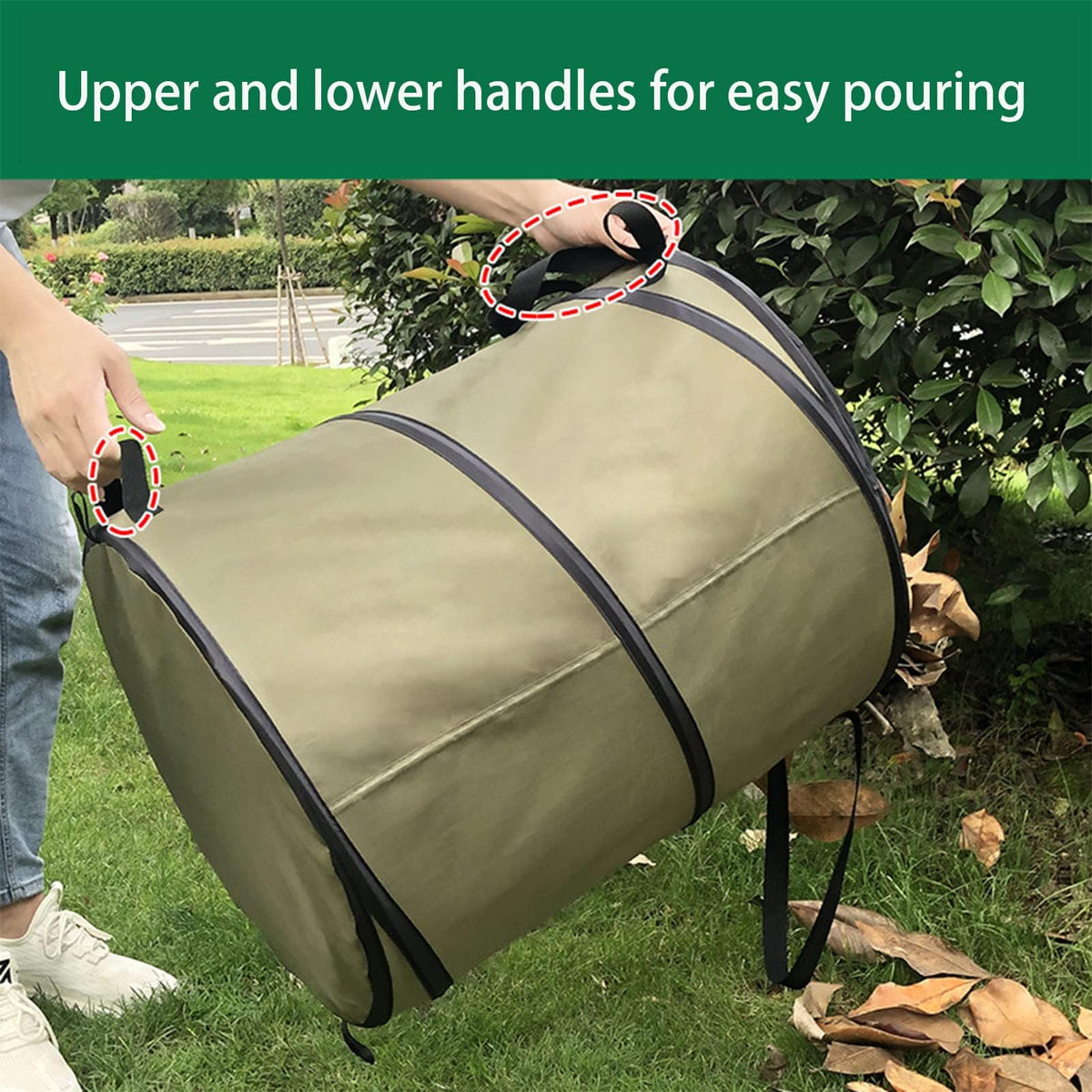 Yintrinsic leaf bag pops up for quick collection during fall cleanup.