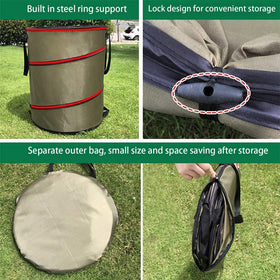 Yintrinsic portable outdoor trash can ready for camping or yard cleanup.