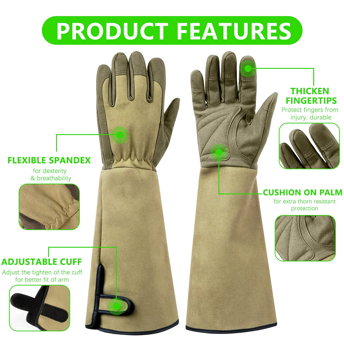 Yionaiyi rose glove with elastic wrist ensures secure, slip-free pruning