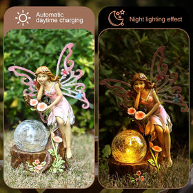 Yiosax hand-painted fairy figure brightens borders and flower beds