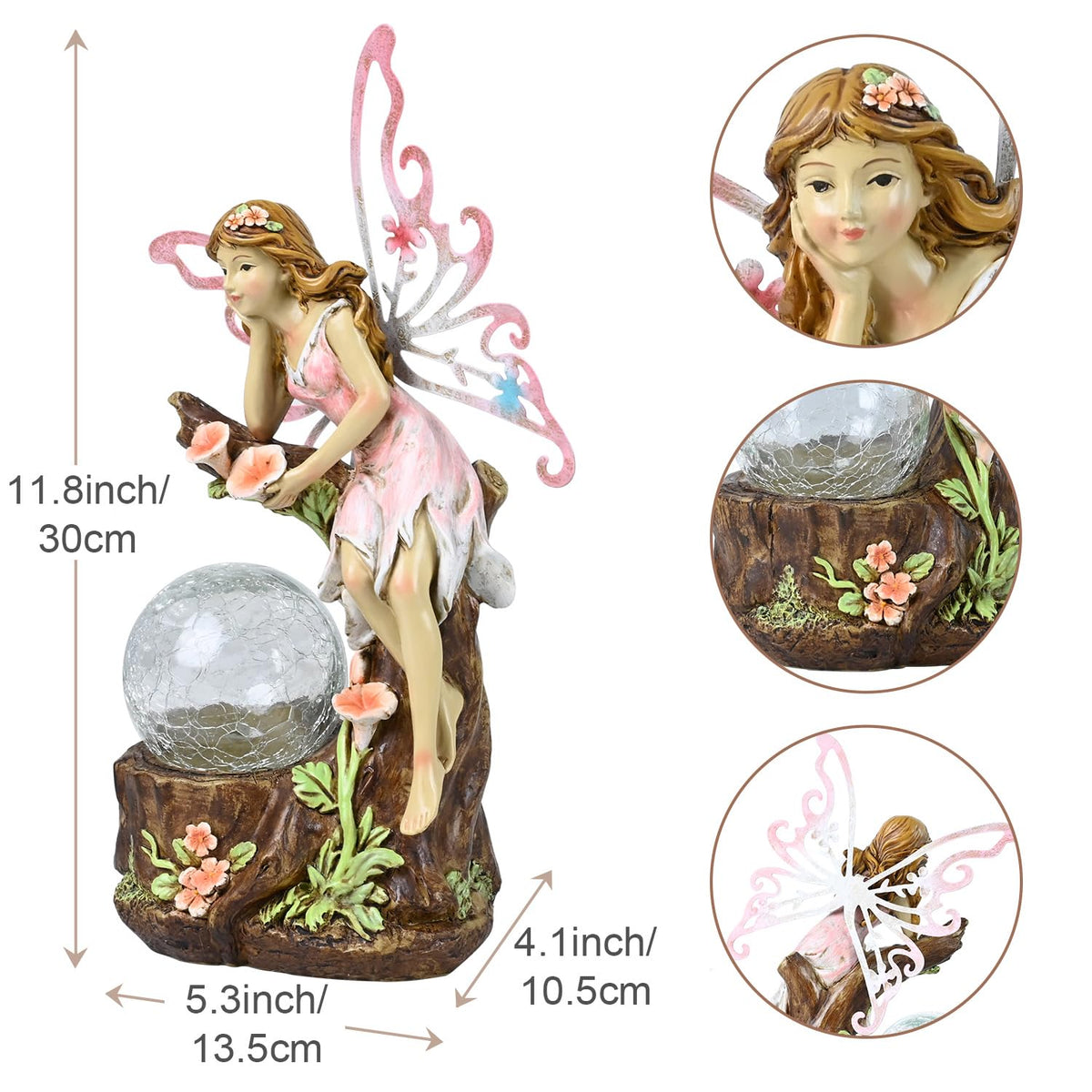 Yiosax tall 11.8-inch fairy statue adds charming height to your lawn