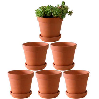 Yishang 6-inch terracotta pot with saucer for indoor plants and drainage