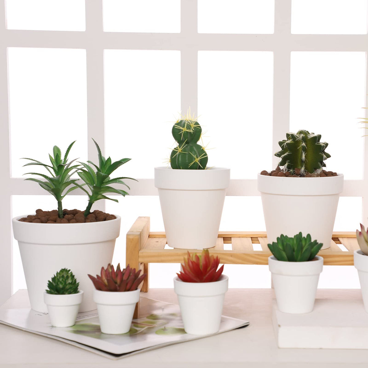 Yishang white terracotta pot perfect for succulents and herbs.