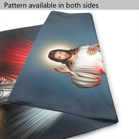 YISHOW Divine Mercy flag at entryway showcasing welcoming message.