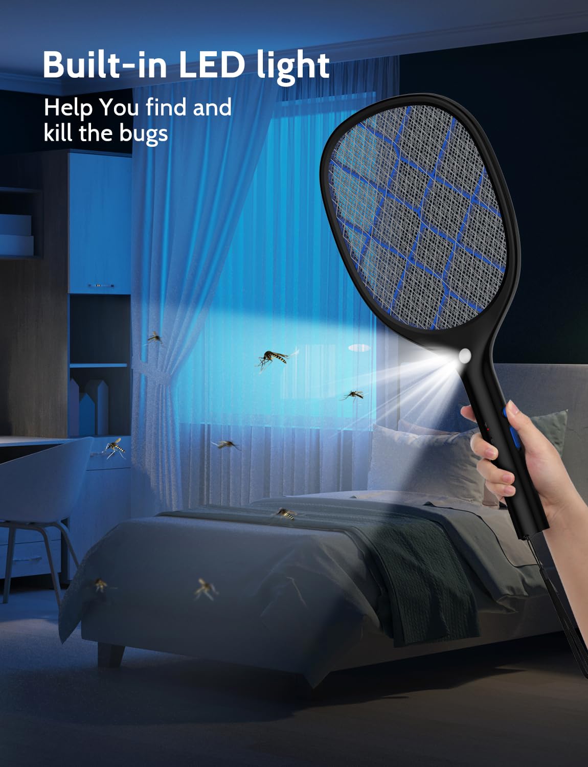 YISSVIC fly swatter LED light mode for night use