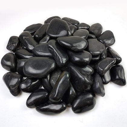 YISZM 20lbs river rocks, 3-4 inch black pebbles for landscaping and decor