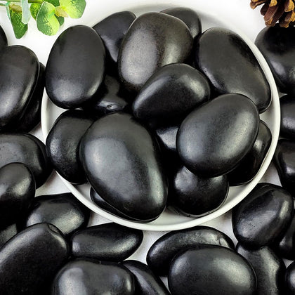 YISZM black pebbles in planter with natural texture and moisture retention