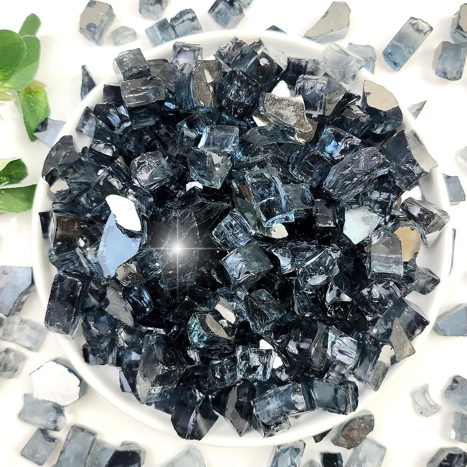 YISZM fire glass half-inch high shimmer enhances outdoor flame display