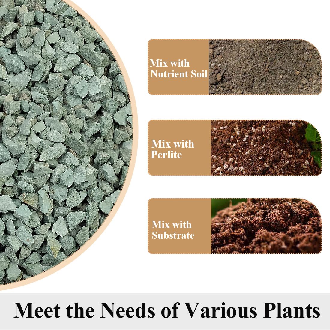 YISZM rocks arranged around the plant base for added stability