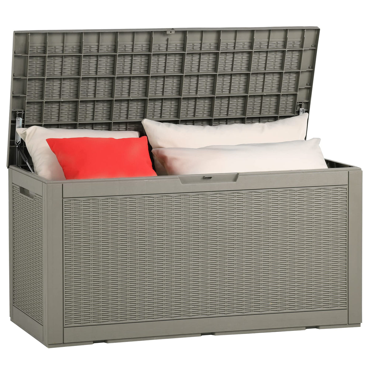 YITAHOME 100 Gallon deck box front view showing spacious outdoor storage for cushions