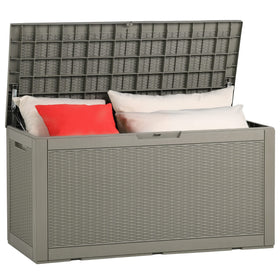 YITAHOME 100 Gallon deck box front view showing spacious outdoor storage for cushions