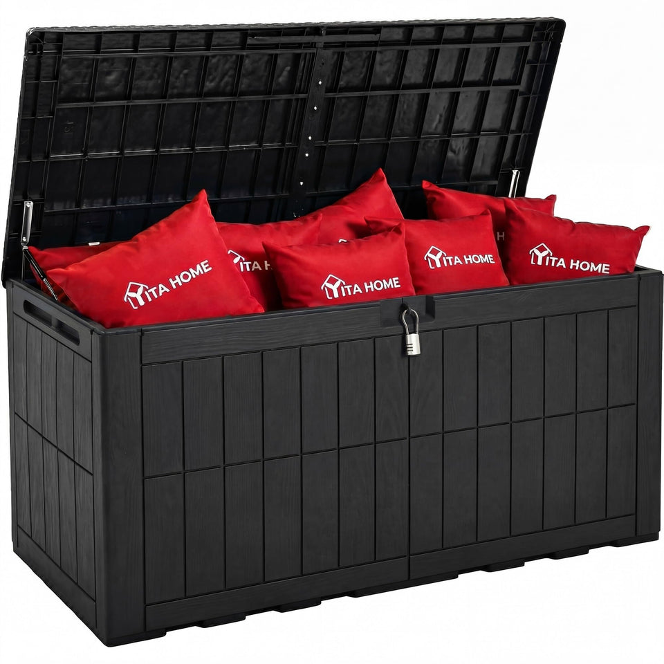 YITAHOME deck box with hydraulic lid for smooth, safe access