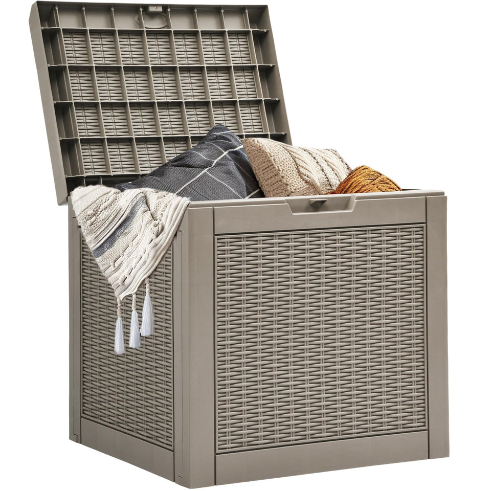 YITAHOME 32-gallon outdoor storage box in brown ready for cushions or tools