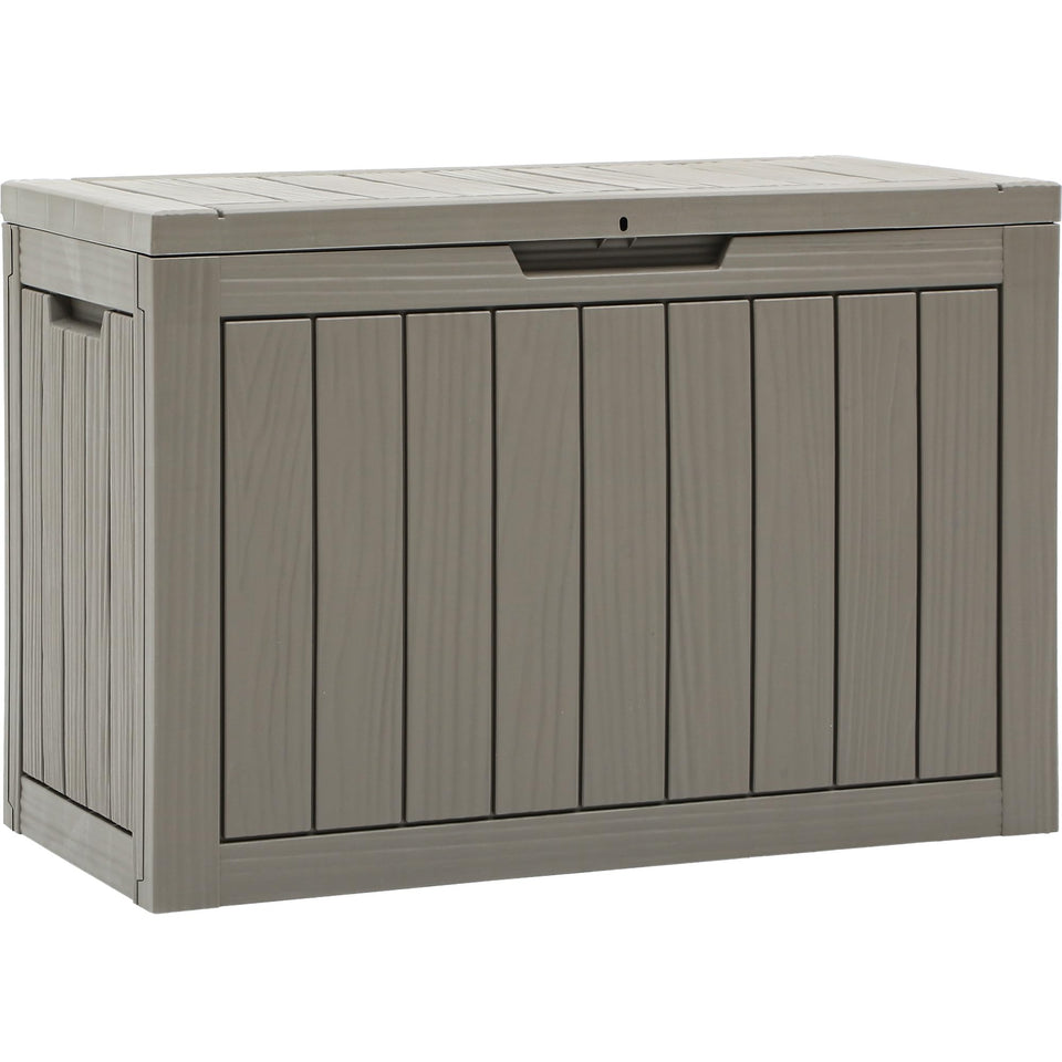 YITAHOME 45-gallon deck box with lid open showing cushion storage