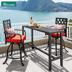 YITAHOME 55-inch outdoor bar table side view highlights generous legroom for guests.
