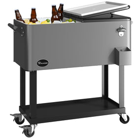 YITAHOME 80-quart rolling cooler cart with open lid for quick outdoor access