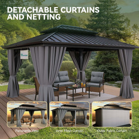 YITAHOME aluminum frame gazebo in gray finish for stable, durable outdoor use.