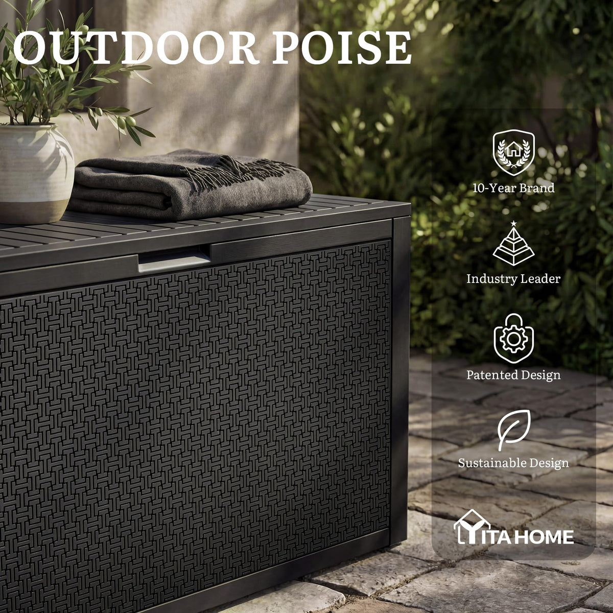YITAHOME black outdoor deck box blends with any patio style