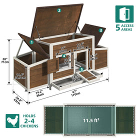 YITAHOME weatherproof roof over nesting area keeps the interior dry.