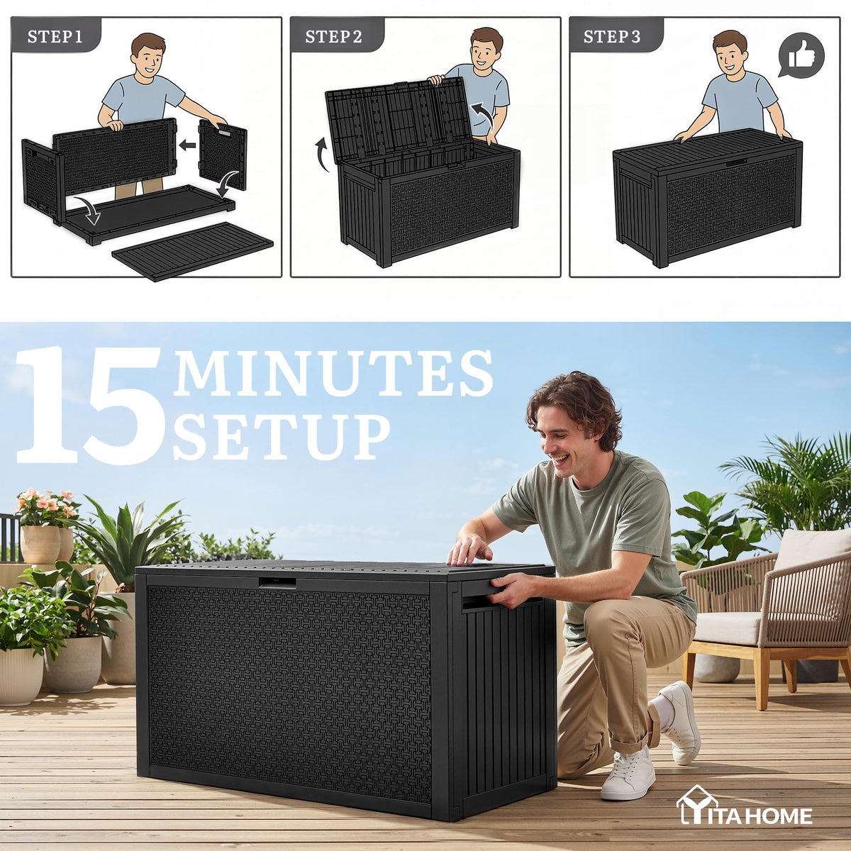 YITAHOME versatile storage reduces patio clutter and enhances organization