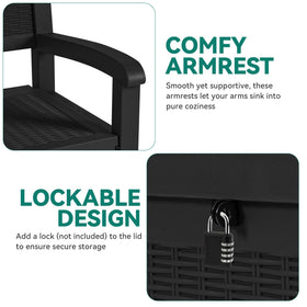 YITAHOME deck bench storage with closed lid for cushions and toys.