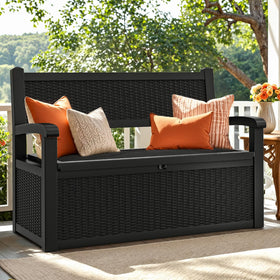 YITAHOME deck bench storage with open lid showing 70-gallon space for outdoor gear.
