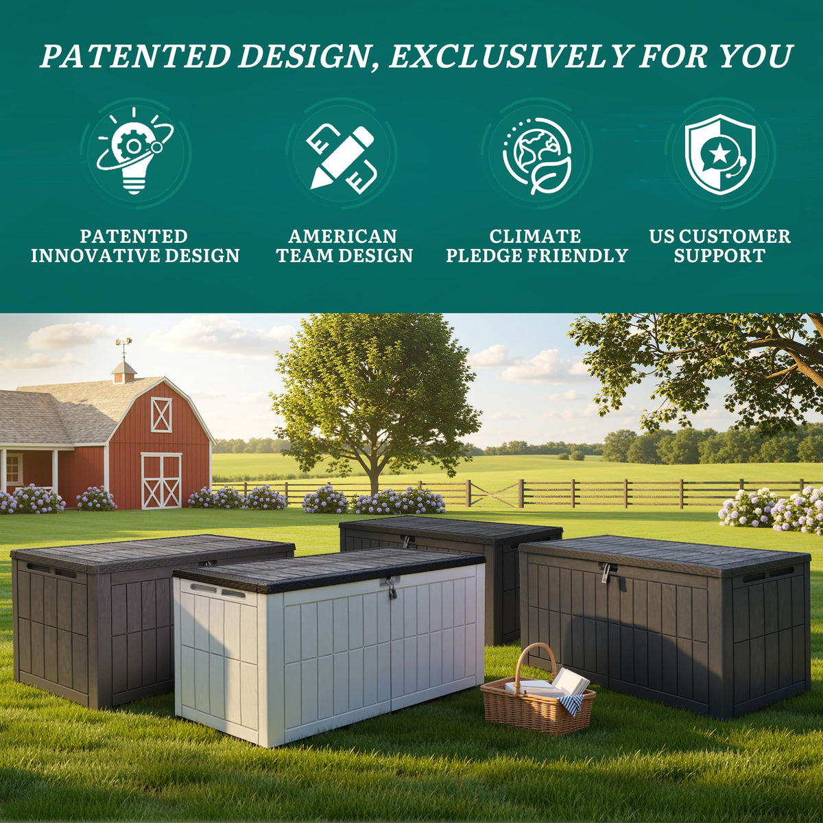 YITAHOME deck box doubles as a coffee table by the pool