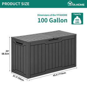 YITAHOME 100 gallon deck box dimensions fit indoor and outdoor use.