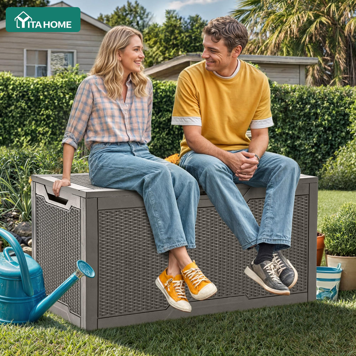 YITAHOME deck box with dual side handles for easy movement