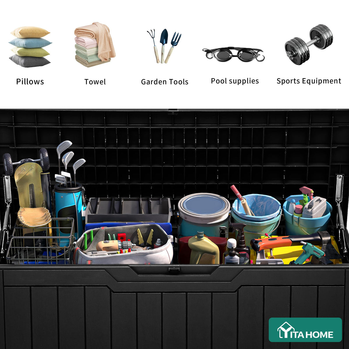 YITAHOME hydraulic struts provide smooth opening and safe lid operation.
