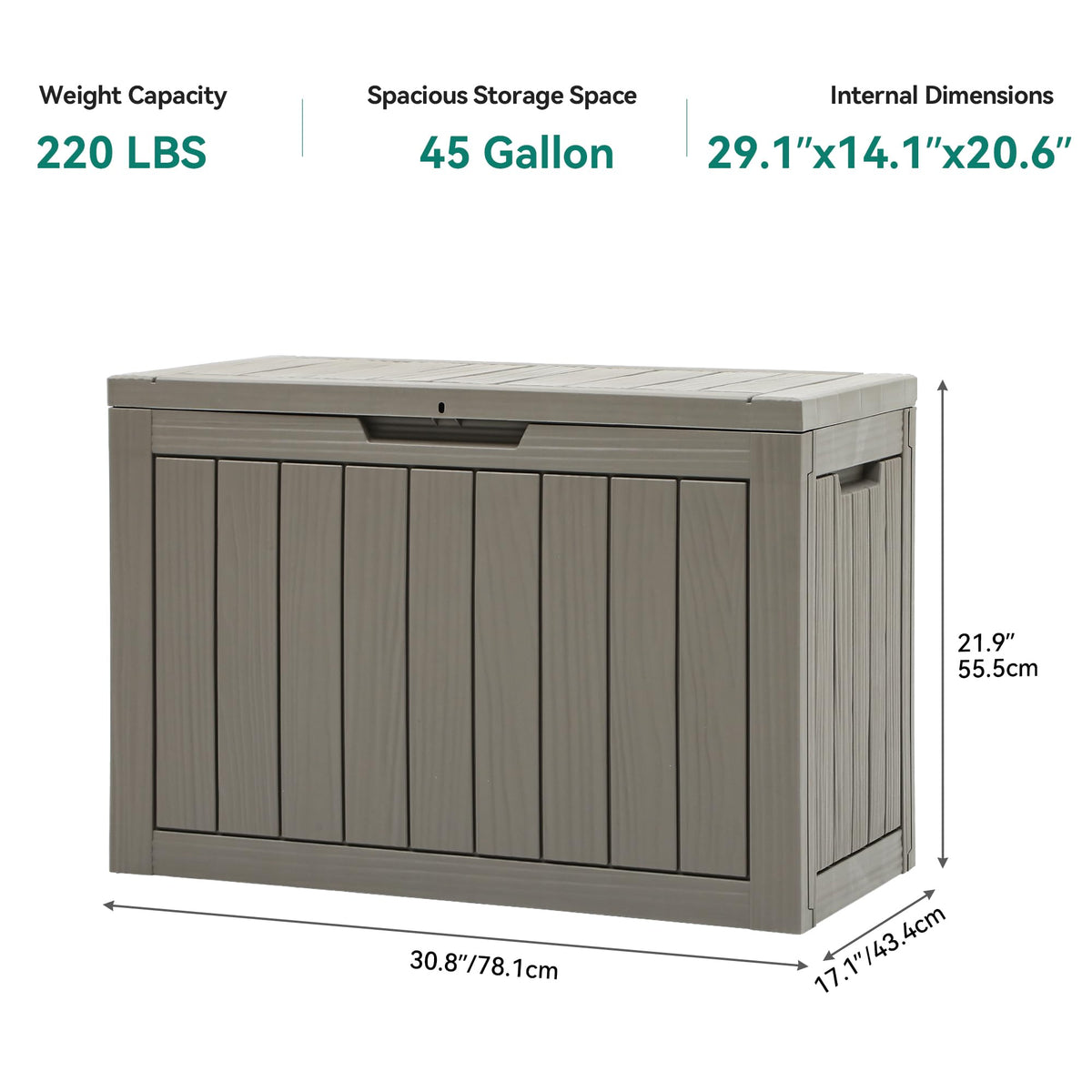YITAHOME deck box holds up to 220 lbs