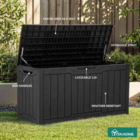 YITAHOME deck box with lock feature enhances security for valuables in shared spaces.