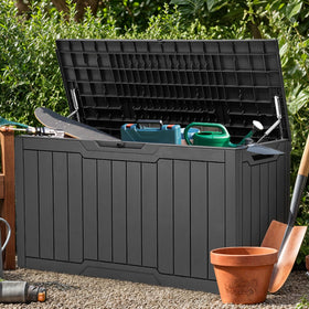YITAHOME deck box with lock keeps outdoor items secure.