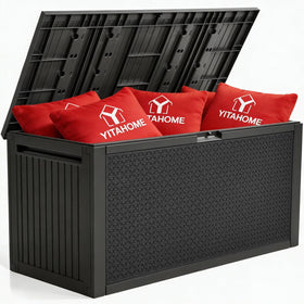 YITAHOME deck box with maze grid design enhances modern patio storage
