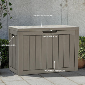 YITAHOME weatherproof deck box withstands sun and rain