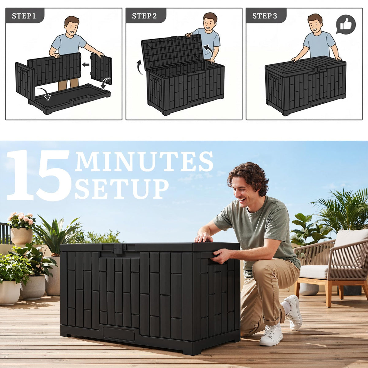 YITAHOME rattan-grain finish enhances outdoor décor.